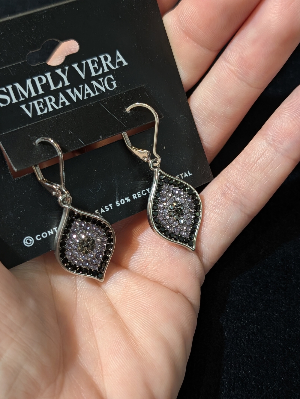 Simply Vera Vera Wang Lavender Crystal Leaf Drop Earrings